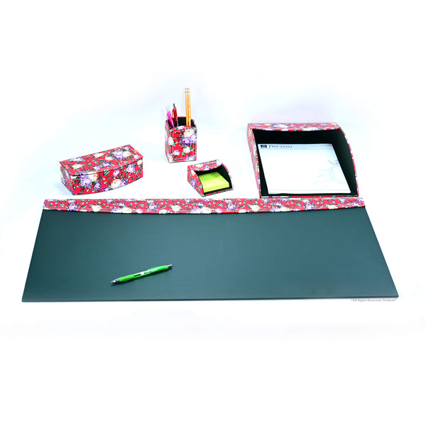 Dacasso Home/Office 5pc Desk Accessory Set - Floral Red