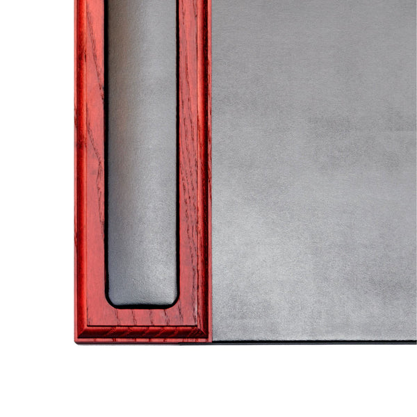 Dacasso Mahogany (Rosewood) & Black Leather 34" X 20" Side-Rail Desk Pad