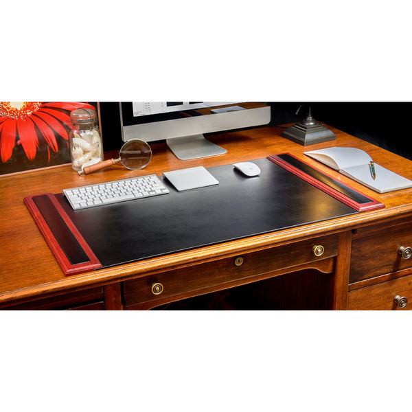 Dacasso Mahogany (Rosewood) & Black Leather 7-Piece Desk Set