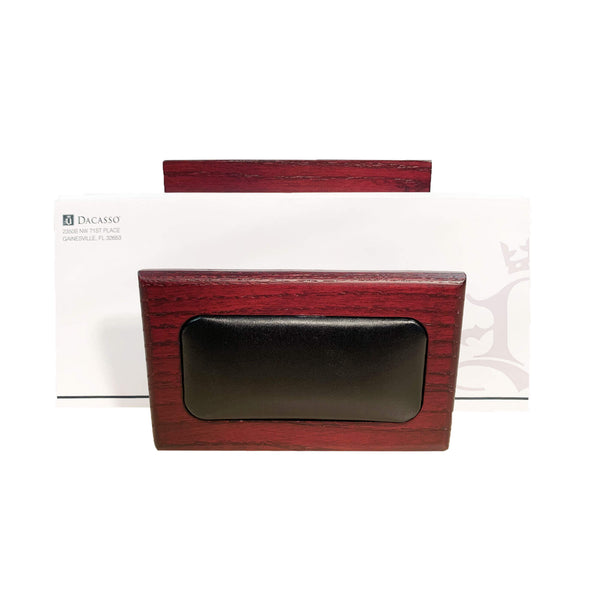 dacasso Mahogany (Rosewood) & Black Leather Letter Holder
