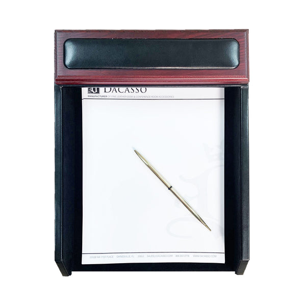 Dacasso Mahogany (Rosewood) & Black Leather Letter Tray