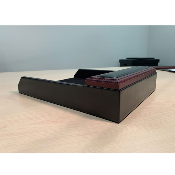 Dacasso Mahogany (Rosewood) & Black Leather Letter Tray