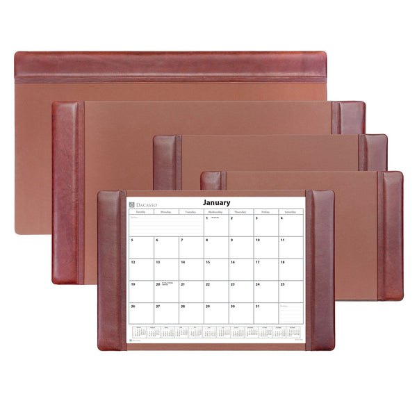 Dacasso Mocha Leather Desk Pad W/ 2025 Calendar Insert 25.5 X 17.25