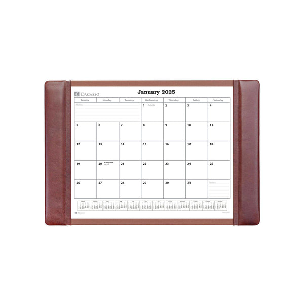 dacasso Mocha Leather Desk Pad w/ 2025 Calendar Insert 25.5 x 17.25