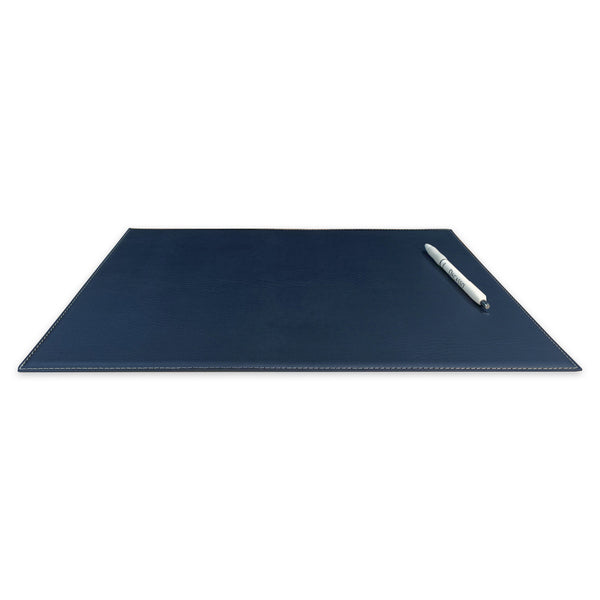 Dacasso Navy Blue 17" X 12" Leatherette Square Corner Placemat W/ White Stitching