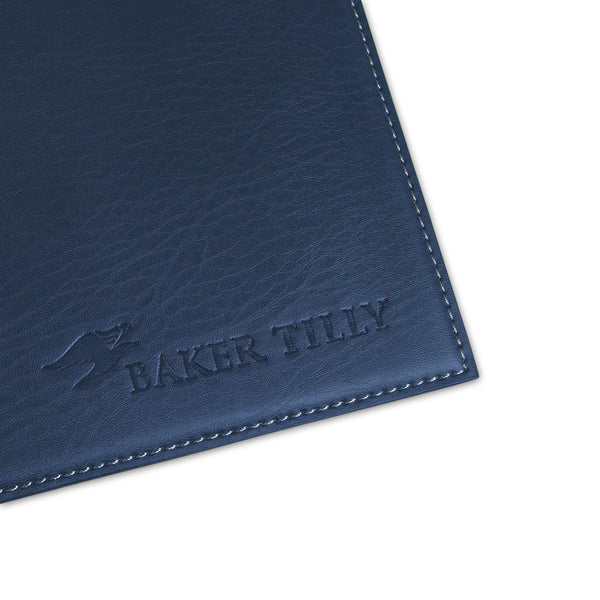 Dacasso Navy Blue 17" X 12" Leatherette Square Corner Placemat W/ White Stitching