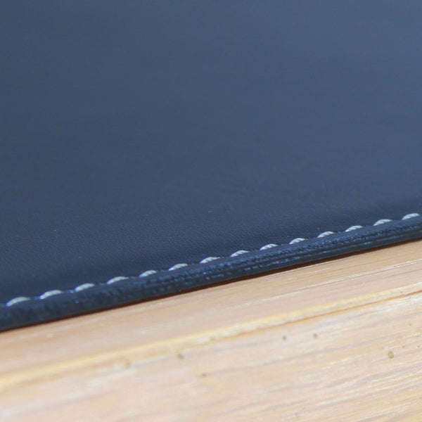 Dacasso Navy Blue 17" X 12" Leatherette Square Corner Placemat W/ White Stitching