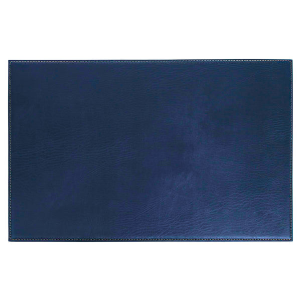 dacasso Navy Blue 17" x 12" Leatherette Square Corner Placemat w/ White Stitching