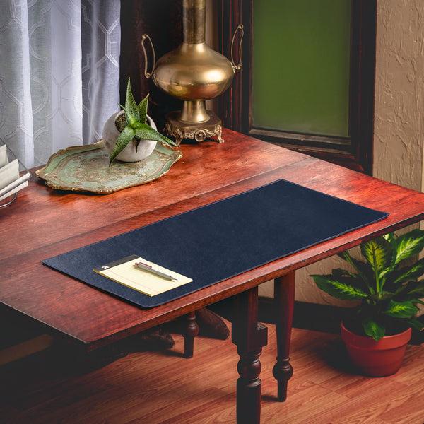 Dacasso Navy Blue Bonded Leather 32" X 15" No Core Rollable Desk Mat/Pad