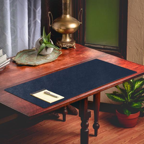 Dacasso Navy Blue Bonded Leather 36" X 17" No Core Rollable Desk Mat/Pad