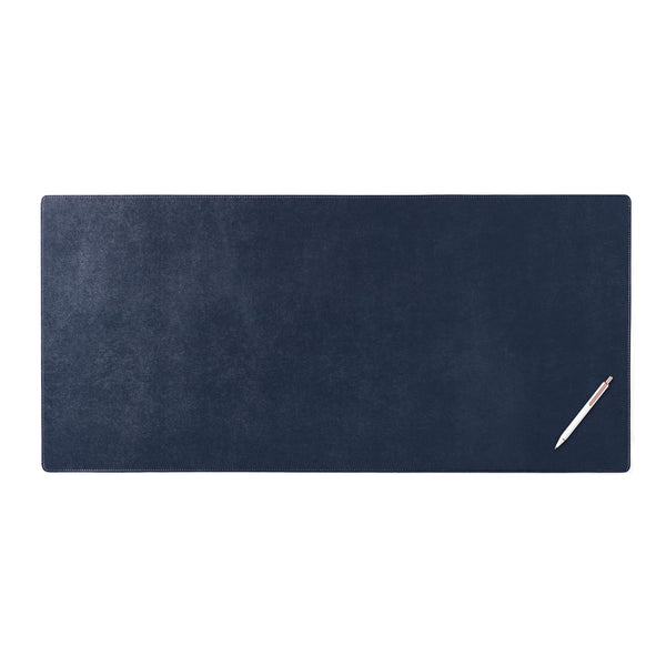 dacasso Navy Blue Bonded Leather 36" x 17" No Core Rollable Desk Mat/Pad