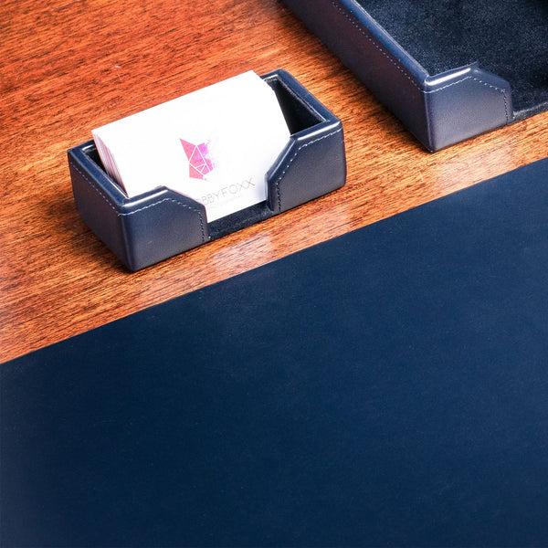 Dacasso Navy Blue Bonded Leather Business Card Holder