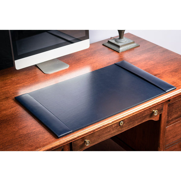 Dacasso Navy Blue Bonded Leather Desk Pad W/ 2025 Calendar Insert 30 X 18