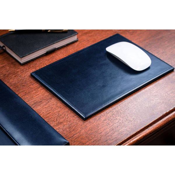 Dacasso Navy Blue Bonded Rectangular Leather Mouse Pad
