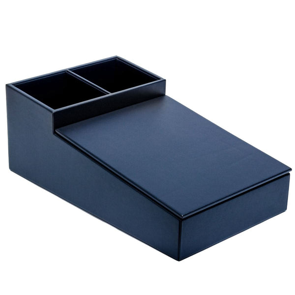 Dacasso Navy Blue Leather Coffee Condiment Organizer