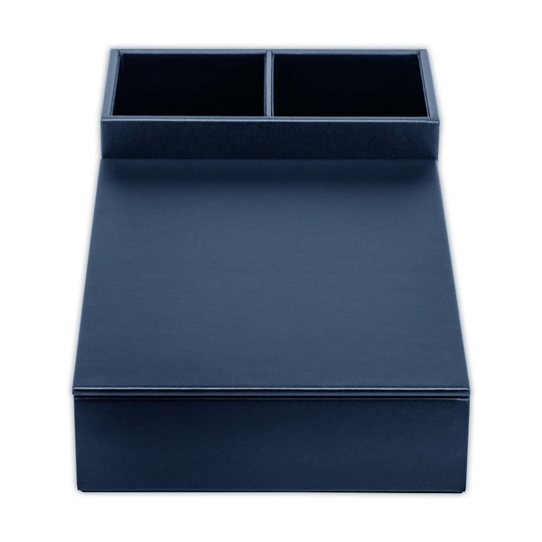 dacasso Navy Blue Leather Coffee Condiment Organizer