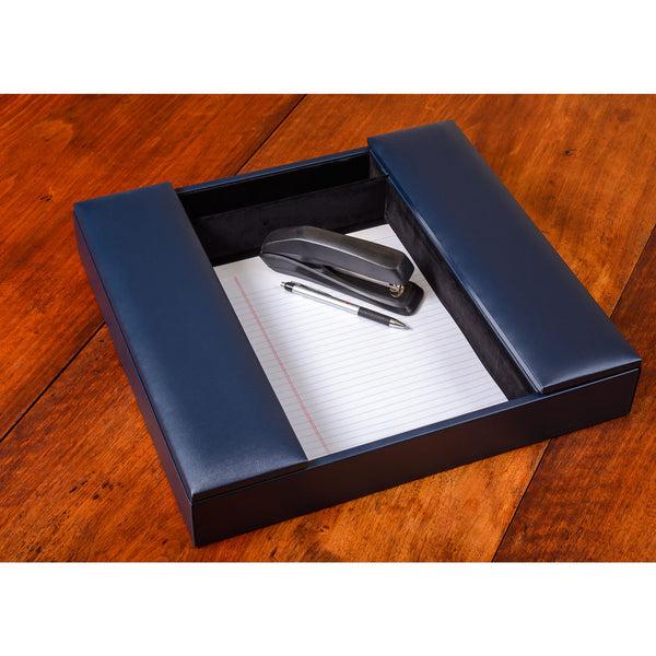 Dacasso Navy Blue Leather Conference Room Organizer