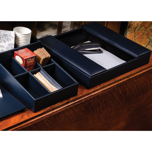 Dacasso Navy Blue Leather Conference Room Organizer