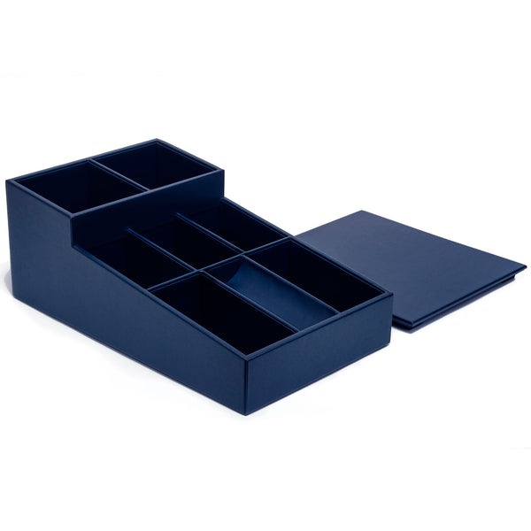 Dacasso Navy Blue Leatherette Coffee Condiment Organizer