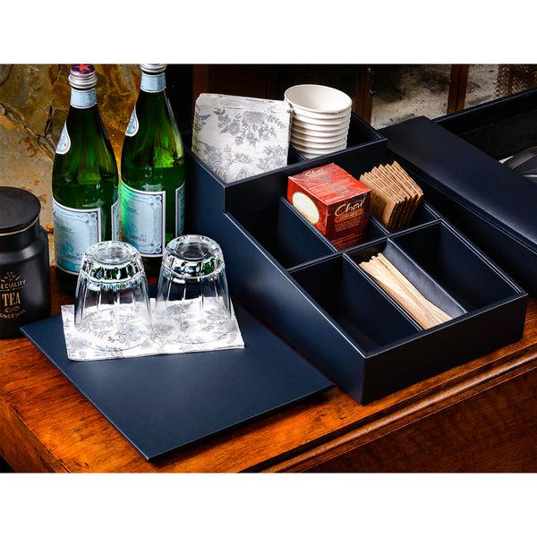 Dacasso Navy Blue Leatherette Coffee Condiment Organizer