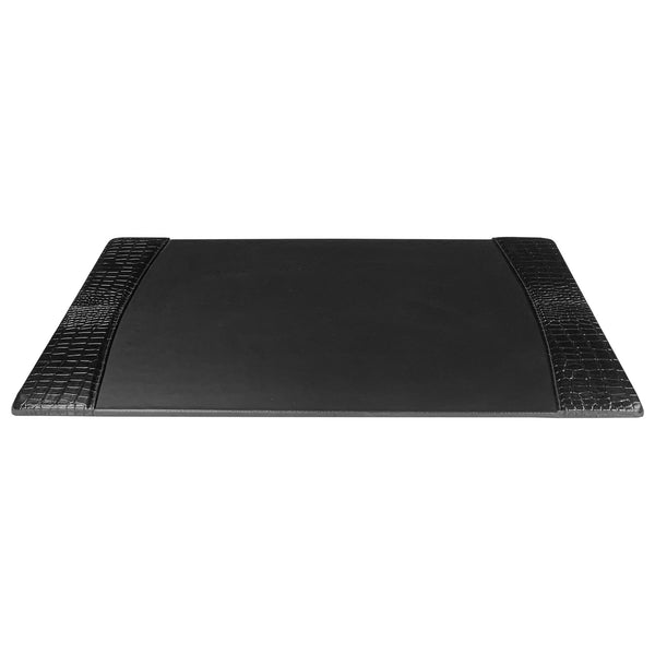 Dacasso Protacini Black Crocodile Embossed Italian Leather 34 X 20 Side-Rail Desk Pad