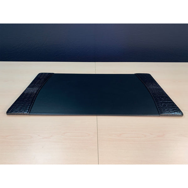 Dacasso Protacini Black Crocodile Embossed Italian Leather 34 X 20 Side-Rail Desk Pad
