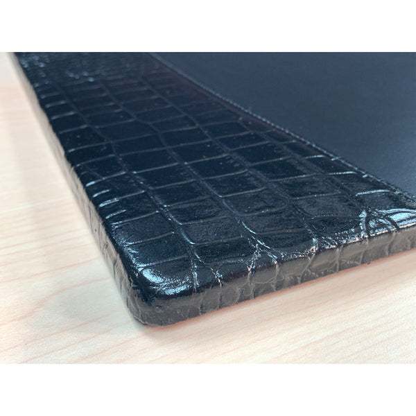 Dacasso Protacini Black Crocodile Embossed Italian Leather 34 X 20 Side-Rail Desk Pad