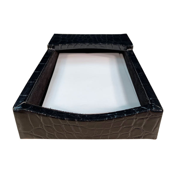 Dacasso Protacini Black Italian Crocodile Leather 4 X 6 Memo Holder