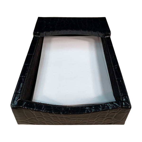 Dacasso Protacini Black Italian Crocodile Leather 4 X 6 Memo Holder