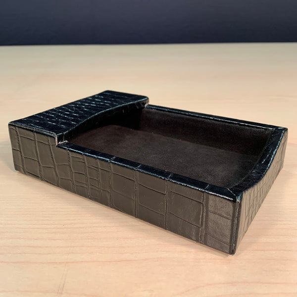Dacasso Protacini Black Italian Crocodile Leather 4 X 6 Memo Holder