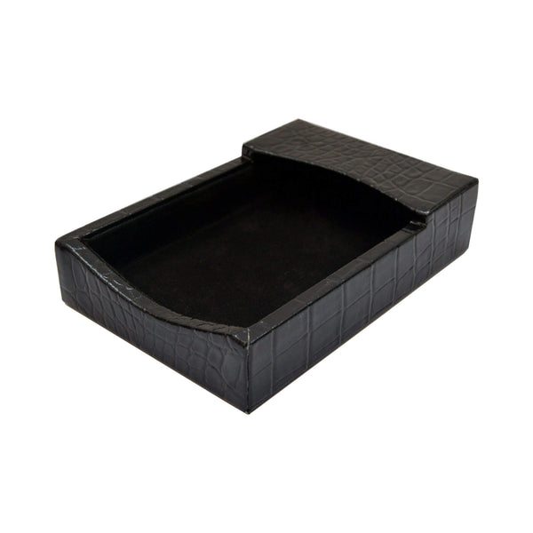 dacasso Protacini Black Italian Crocodile Leather 4 x 6 Memo Holder