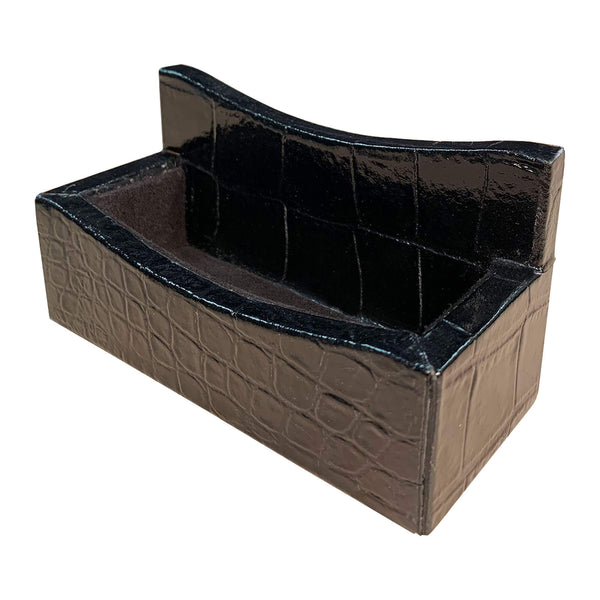 Dacasso Protacini Black Italian Crocodile Leather Business Card Holder