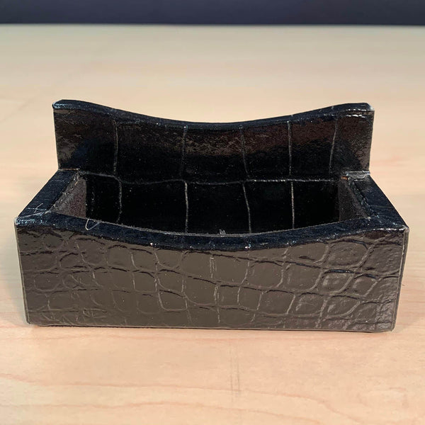 Dacasso Protacini Black Italian Crocodile Leather Business Card Holder