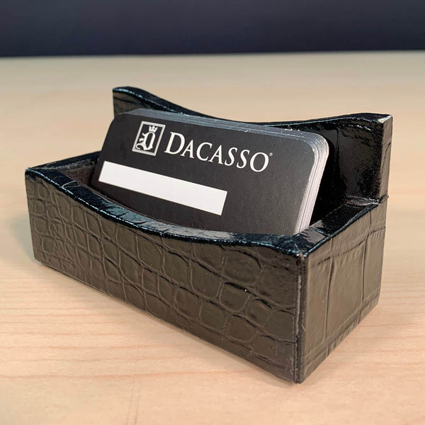 Dacasso Protacini Black Italian Crocodile Leather Business Card Holder
