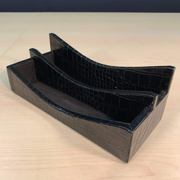 Dacasso Protacini Black Italian Crocodile Leather Letter Holder