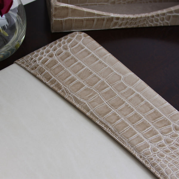 Dacasso Protacini Breeze Beige Italian Crocodile Leather 34 X 20 Desk Pad