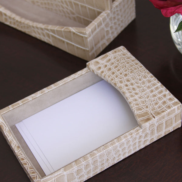 Dacasso Protacini Breeze Beige Italian Crocodile Leather 4 X 6 Memo Holder