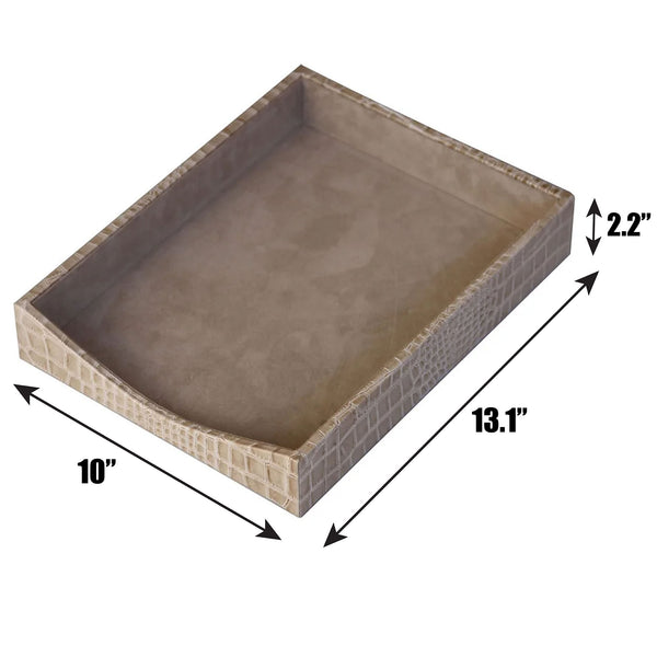 Dacasso Protacini Breeze Beige Italian Crocodile Leather Front-Load Letter Tray