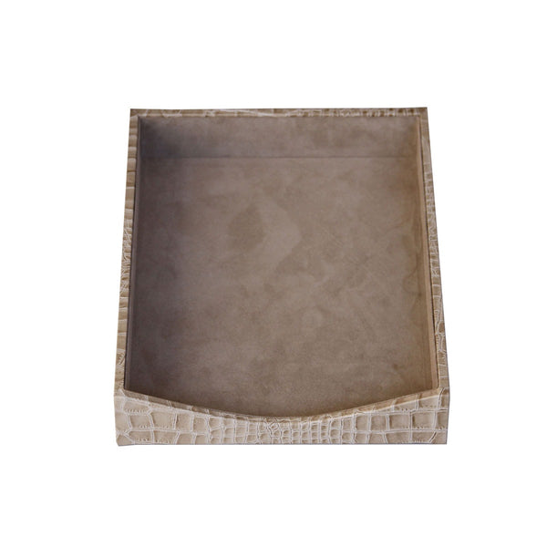 dacasso Protacini Breeze Beige Italian Crocodile Leather Front-Load Letter Tray