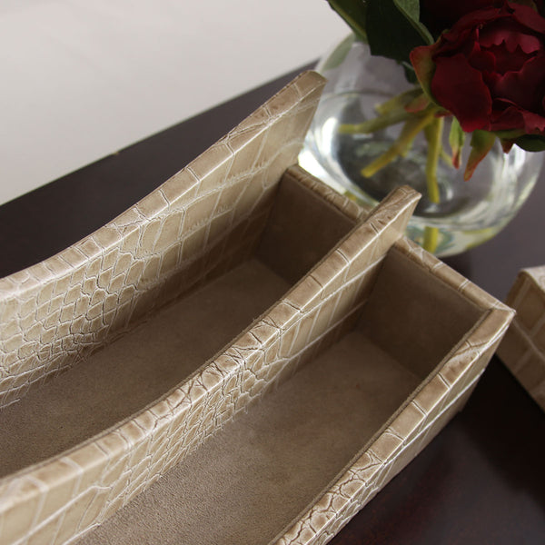 Dacasso Protacini Breeze Beige Italian Crocodile Leather Letter Holder