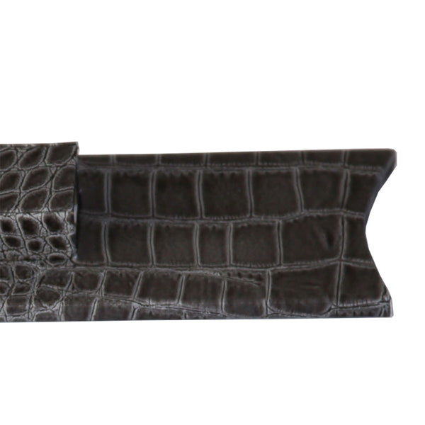 Dacasso Protacini Castlerock Gray Italian Crocodile Leather Library Set Holder