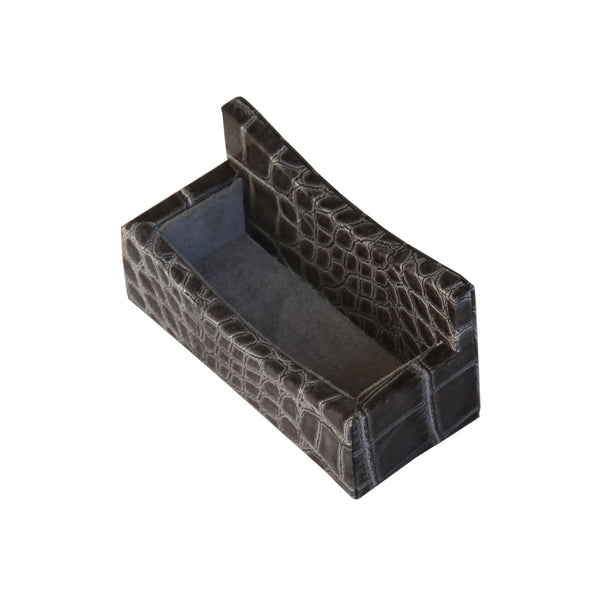 Dacasso Protacini Castlerock Gray Italian Crocodile Leather Business Card Holder