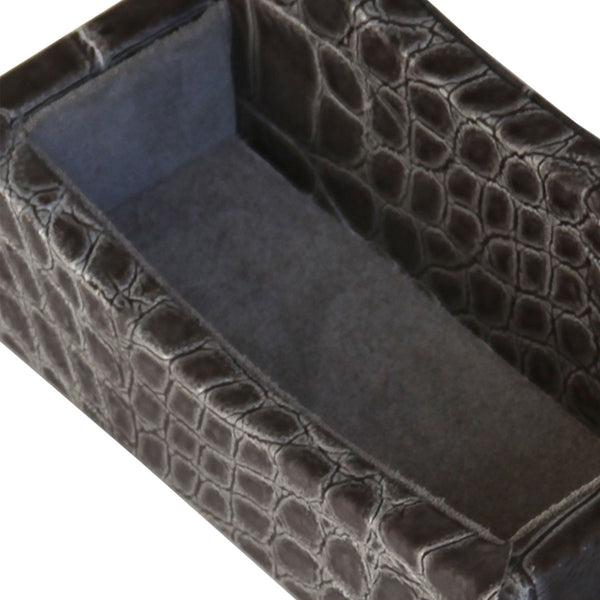 Dacasso Protacini Castlerock Gray Italian Crocodile Leather Business Card Holder