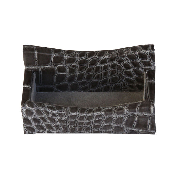 dacasso Protacini Castlerock Gray Italian Crocodile Leather Business Card Holder
