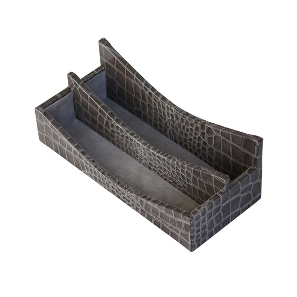 Dacasso Protacini Castlerock Gray Italian Crocodile Leather Letter Holder