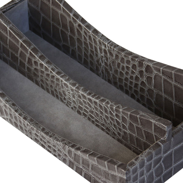 Dacasso Protacini Castlerock Gray Italian Crocodile Leather Letter Holder