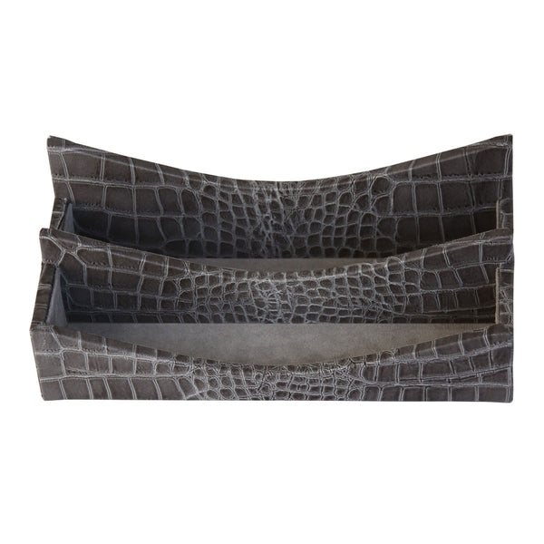 dacasso Protacini Castlerock Gray Italian Crocodile Leather Letter Holder