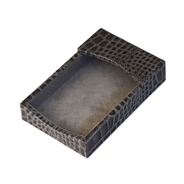 Dacasso Protacini Castlerock Gray Italian Crocodile Leather 4 X 6 Memo Holder