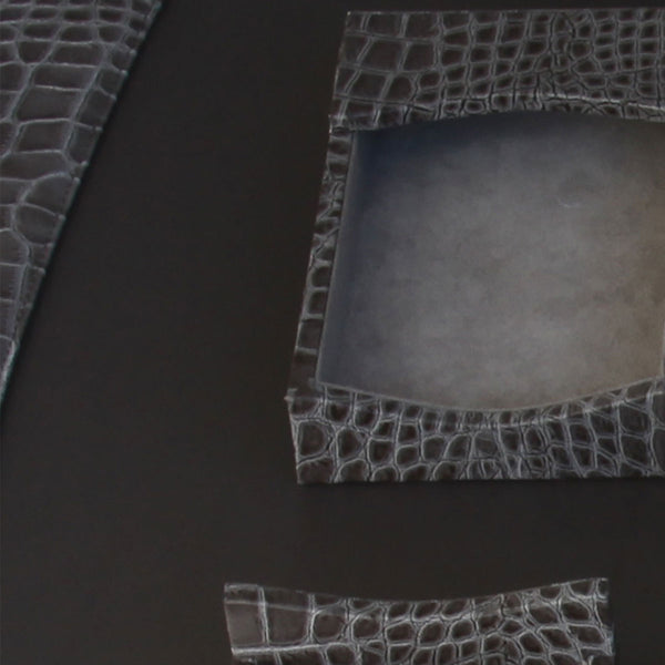 Dacasso Protacini Castlerock Gray Italian Crocodile Leather 4 X 6 Memo Holder