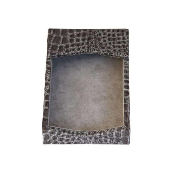dacasso Protacini Castlerock Gray Italian Crocodile Leather 4 x 6 Memo Holder